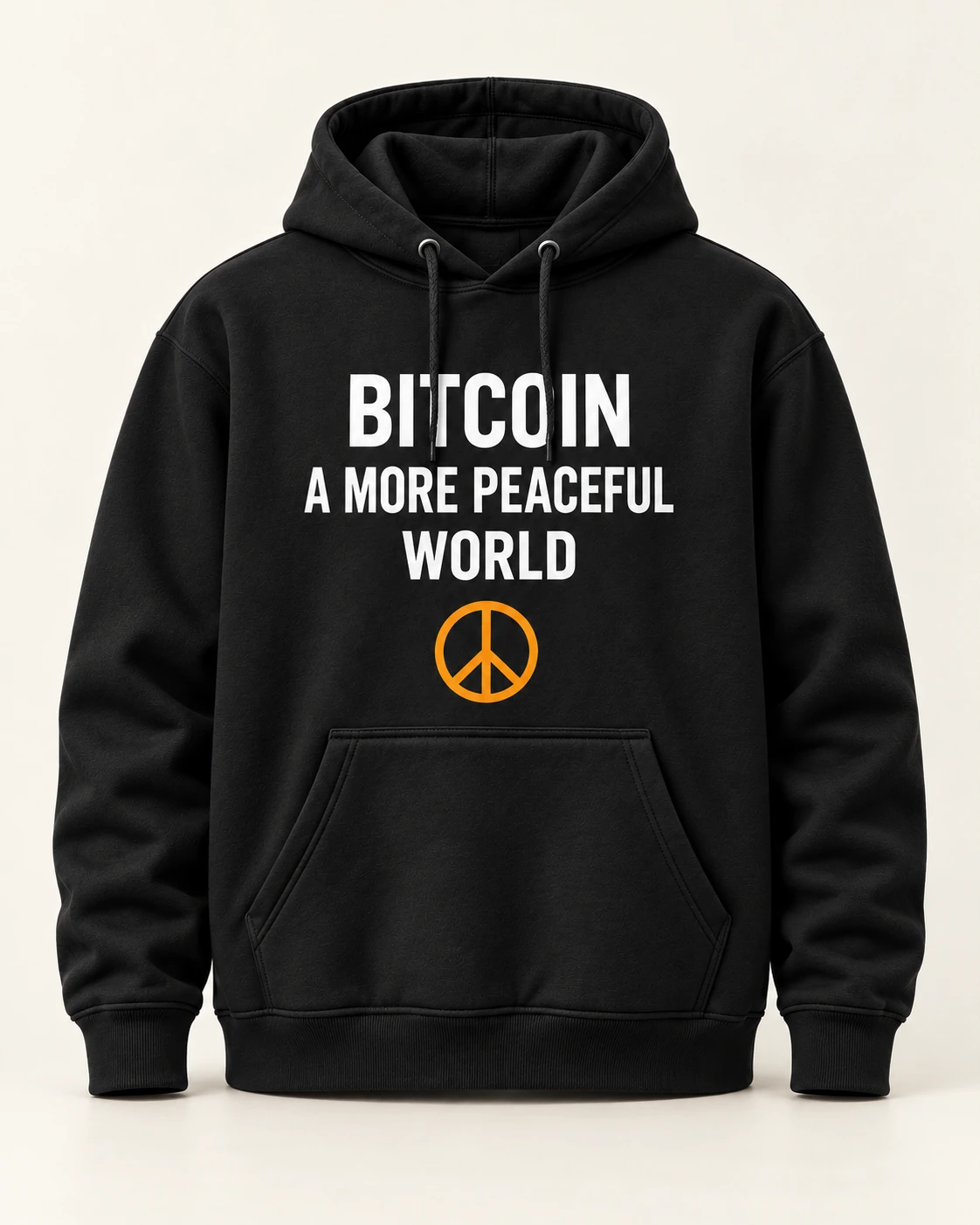 AI concept — Bitcoin / A More Peaceful World Hoodie — Black