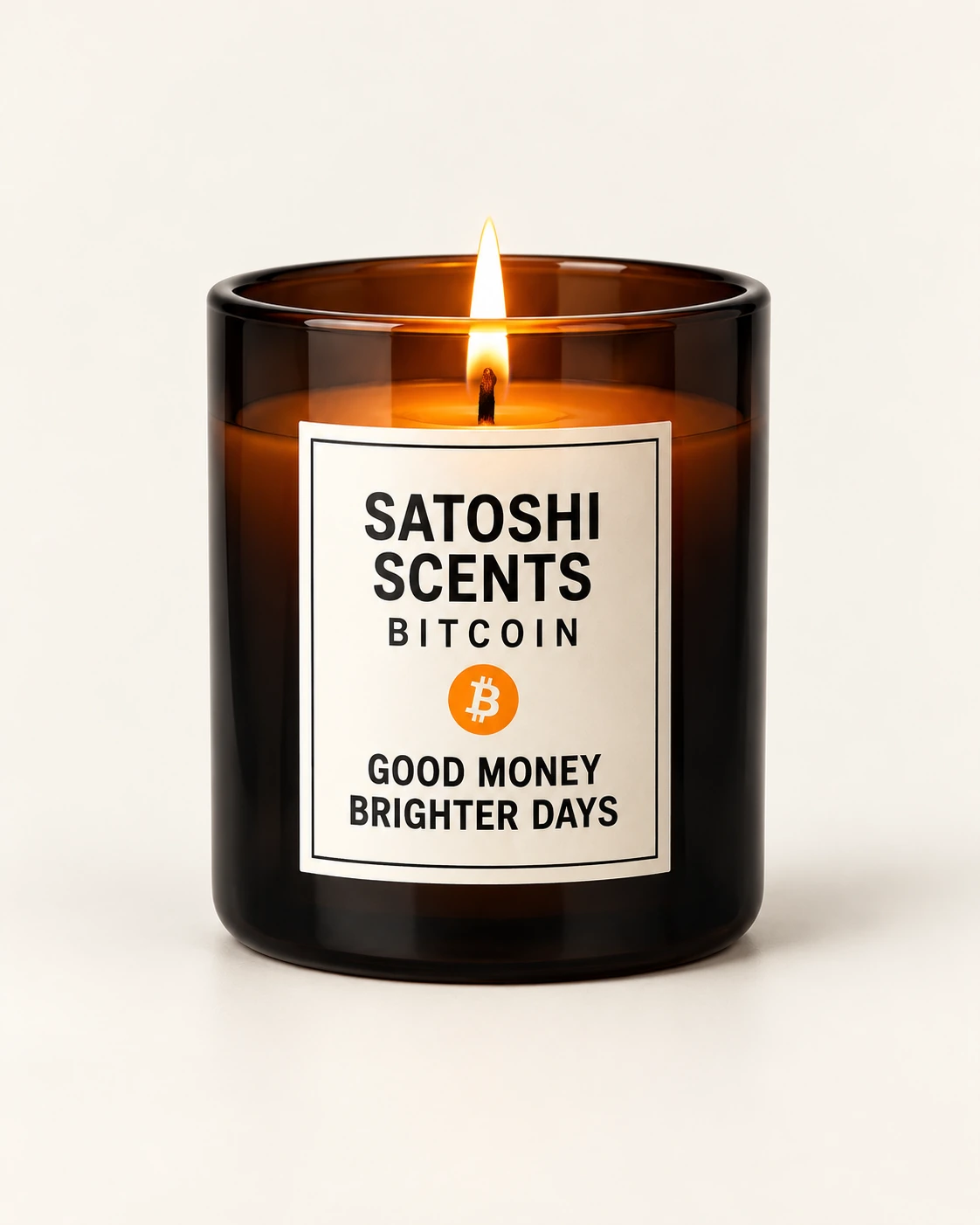 AI concept — Satoshi Scents Candle — Amber