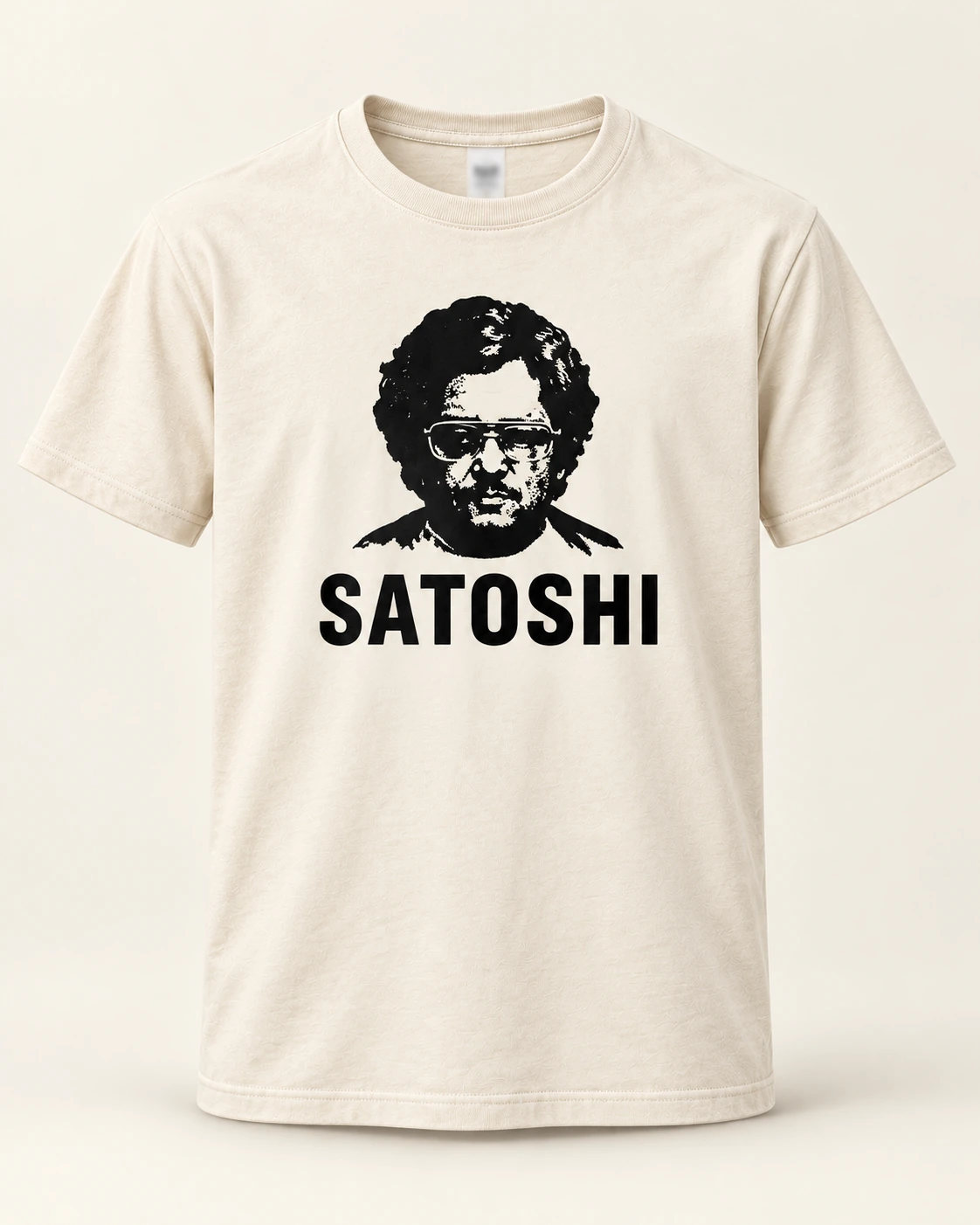 AI concept — Satoshi Portrait Tee — Bone