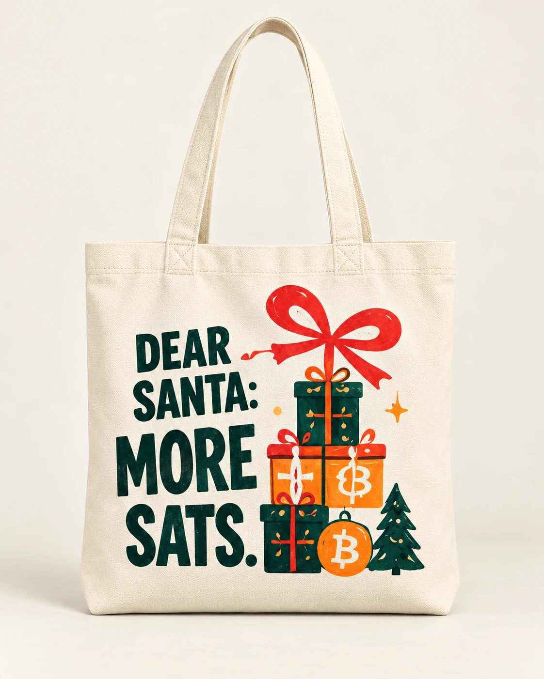 AI concept — Dear Santa: More Sats. Tote — Natural Cream