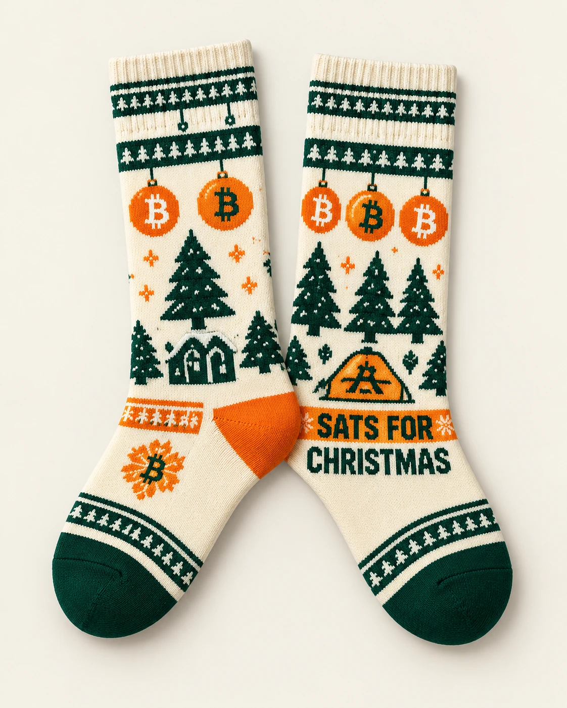 AI concept — Sats for Christmas Socks — Cream Pine