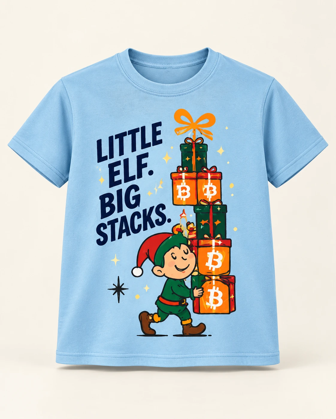 AI concept — Little Elf. Big Stacks. Tee — Sky Blue
